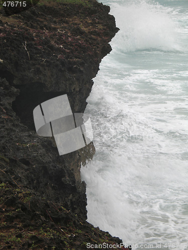 Image of cliff and angry ocean water