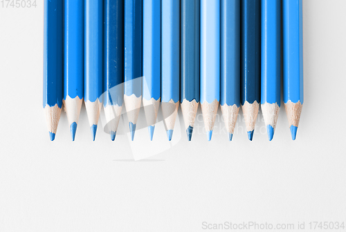 Image of pencils in different shades of classic blue color