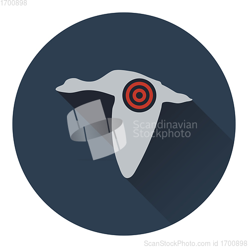 Image of Icon of flying duck  silhouette with target 