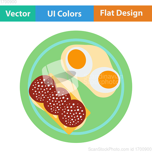 Image of Flat design icon of Omlet and sandwich