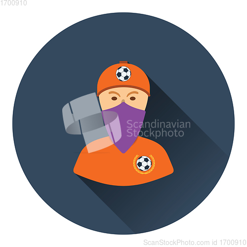 Image of Football fan with covered  face by scarf icon