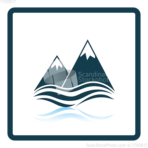 Image of Snow peaks cliff on sea icon