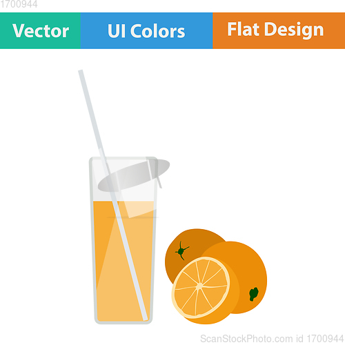 Image of Flat design icon of Orange juice glass