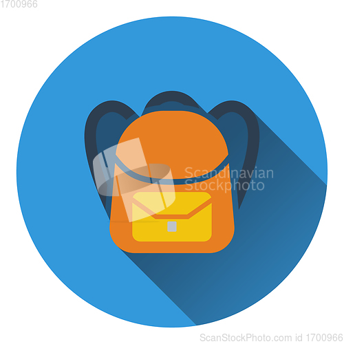 Image of Flat design icon of School rucksack in ui colors