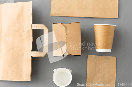 Image of disposable paper takeaway food packing stuff