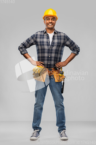 Image of happy indian worker or builder with crossed arms