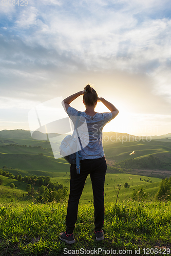 Image of Woman in Altai mountain