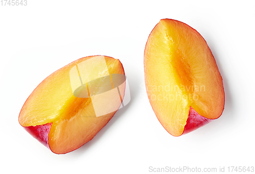 Image of fresh juicy plum slices