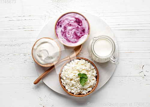 Image of various dairy products