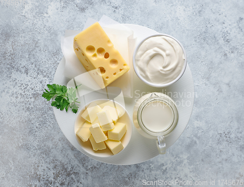 Image of various dairy products