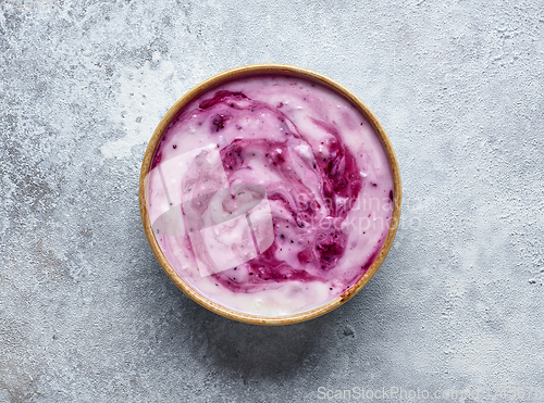 Image of bowl of yogurt with jam