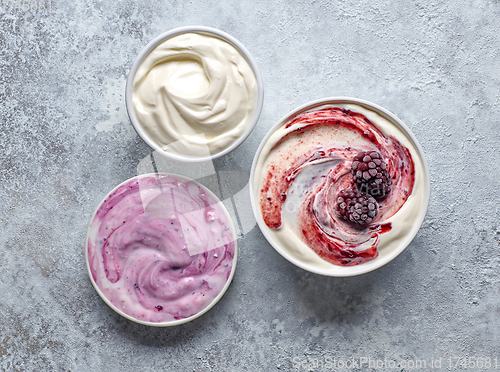 Image of bowls of various yogurts