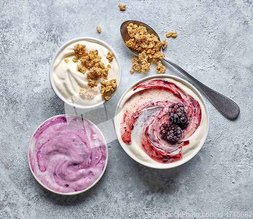 Image of bowls of various greek yogurt