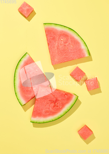 Image of fresh watermelon slices and pieces