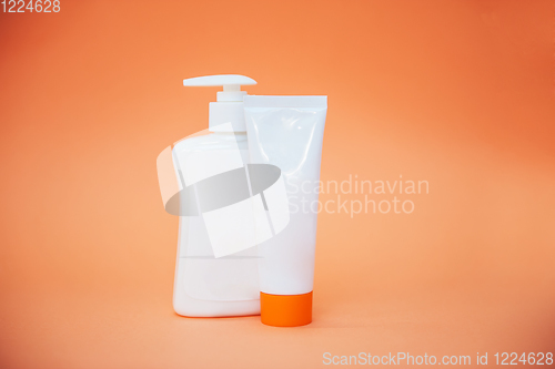 Image of Different cosmetic bottles of cream