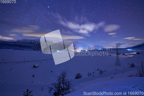 Image of winter night landscape nature forest