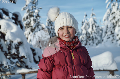 Image of cute little girl on beautiful winter day