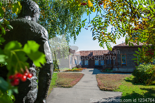 Image of Old school where studied Vasily Shukshin in Srostki village. Altaiskiy Krai. Western Siberia. Russia