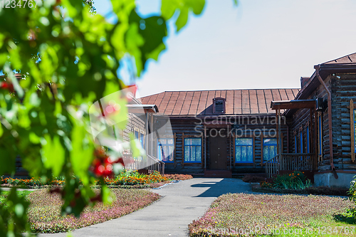 Image of Old school where studied Vasily Shukshin in Srostki village. Altaiskiy Krai. Western Siberia. Russia