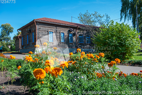 Image of Old school where studied Vasily Shukshin in Srostki village. Altaiskiy Krai. Western Siberia. Russia