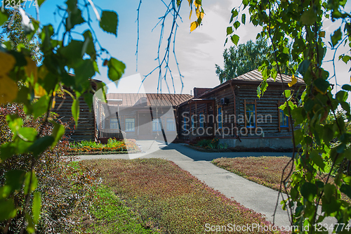 Image of Old school where studied Vasily Shukshin in Srostki village. Altaiskiy Krai. Western Siberia. Russia