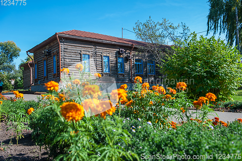 Image of Old school where studied Vasily Shukshin in Srostki village. Altaiskiy Krai. Western Siberia. Russia