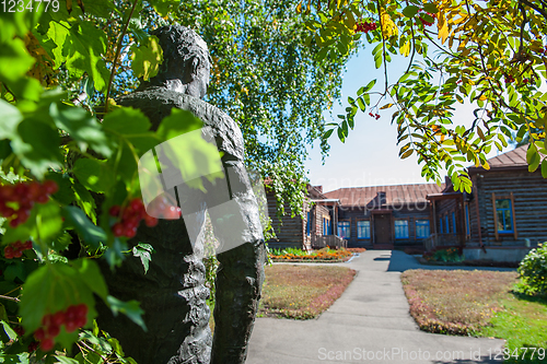 Image of Old school where studied Vasily Shukshin in Srostki village. Altaiskiy Krai. Western Siberia. Russia