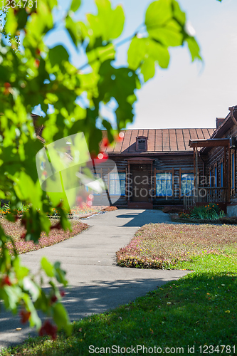 Image of Old school where studied Vasily Shukshin in Srostki village. Altaiskiy Krai. Western Siberia. Russia