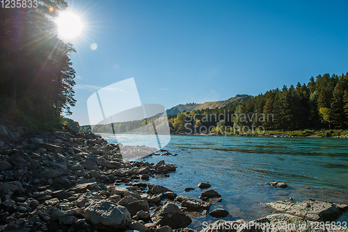 Image of Katun river, in the autumn Altai mountains