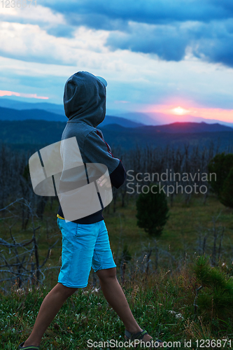 Image of Boy at the evening in Altai