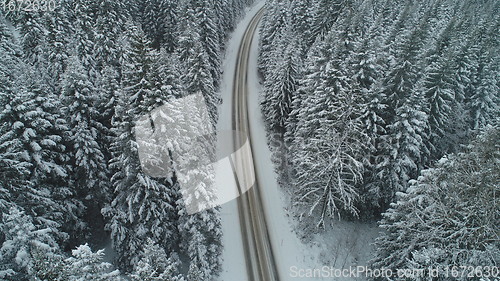 Image of country road in winter season with fresh snow