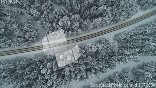 Image of country road in winter season with fresh snow