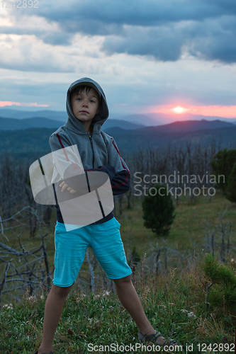 Image of Boy at the evening in Altai