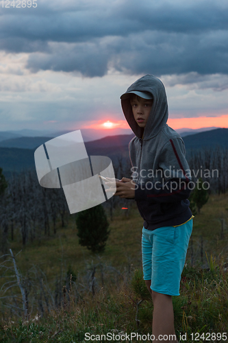 Image of Boy at the evening in Altai