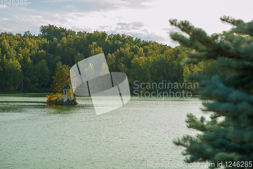 Image of Summer landscape of lake with crystal and fresh water Aya