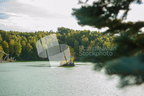 Image of Summer landscape of lake with crystal and fresh water Aya