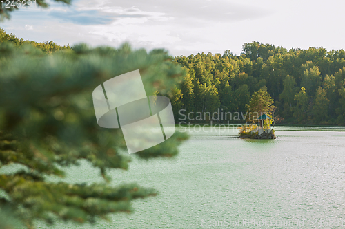 Image of Summer landscape of lake with crystal and fresh water Aya