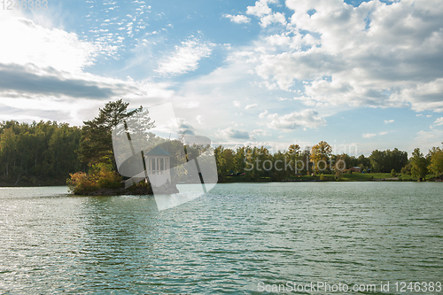 Image of Summer landscape of lake with crystal and fresh water Aya