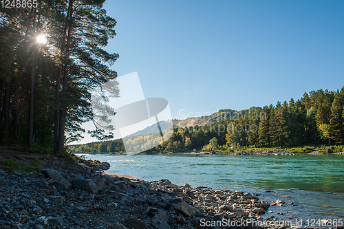 Image of Katun river, in the autumn Altai mountains