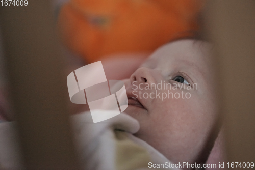 Image of happy newborn little baby smilling