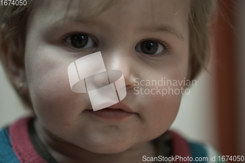 Image of Closeup portrait of the one year old baby