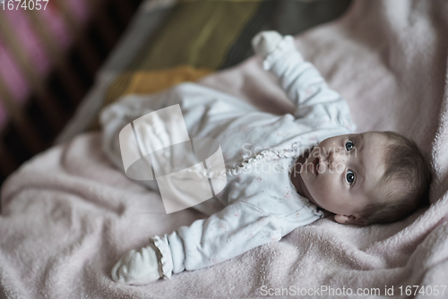 Image of happy newborn little baby smilling