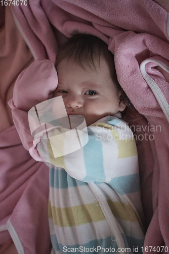 Image of happy newborn little baby smilling