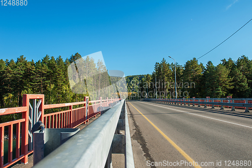 Image of Bridge over a mountain river Katun