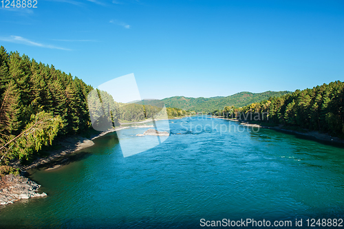 Image of Katun river, in the autumn Altai mountains