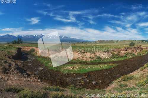 Image of Panorama of Altai mountains with river