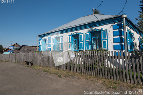 Image of Old school where studied Vasily Shukshin in Srostki village. Altaiskiy Krai. Western Siberia. Russia