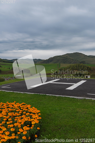 Image of Helicopter pad on Altai mountains