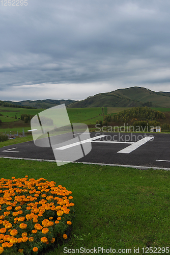 Image of Helicopter pad on Altai mountains