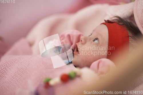 Image of happy newborn little baby smilling